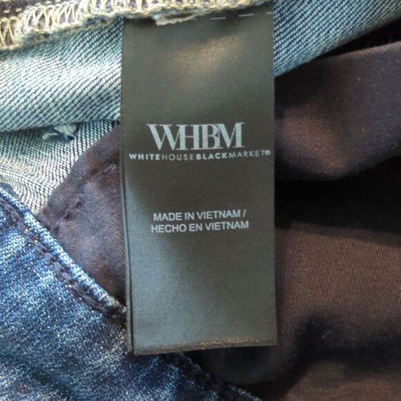 White House Black Market Blue Denim Jeans Sz 10 Wide Leg Extra High-Rise Soft - Picture 7 of 14